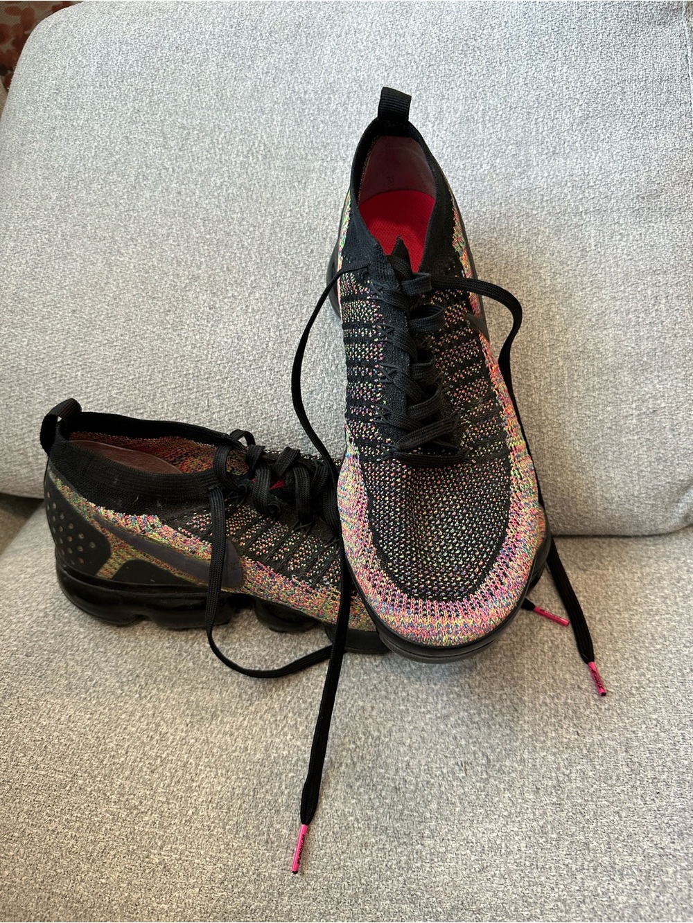 Nike Black Multicolor Flyknit Lace-Up Men’s Athletic Shoes